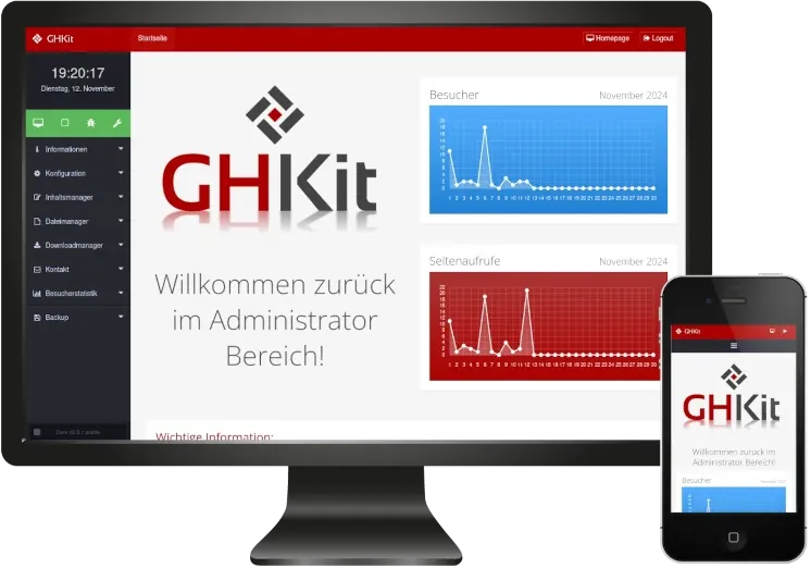 GHKit Dashboard am Monitor und am Smartphone